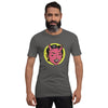 bella+canvas unisex t-shirt in asphalt with a classic female devil face design in pink