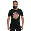 bella+canvas unisex t-shirt in black with a classic female devil face design in pink